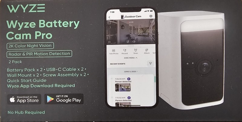 x2 Wyze Battery Cam Pro 2pk WYZECOP-RB2PK Wireless 2k HD Color Night Spotlight gallery
