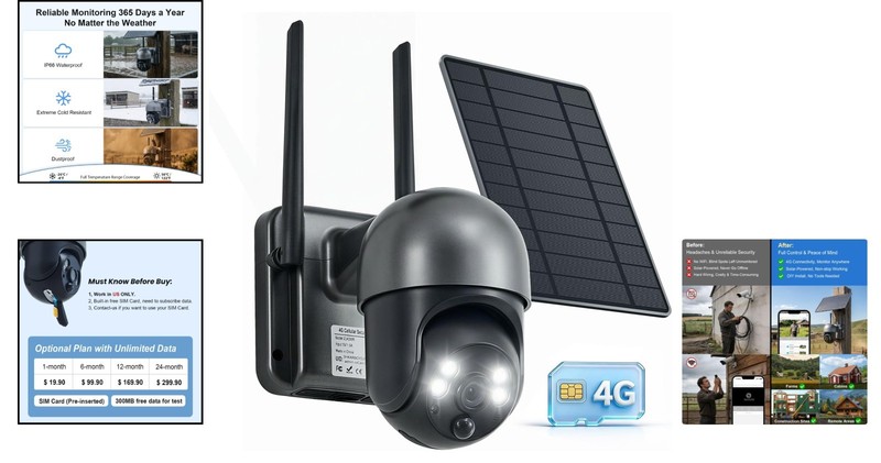 No WiFi Cellular Security Camera, 2K HD Solar-Powered with Remote Access gallery