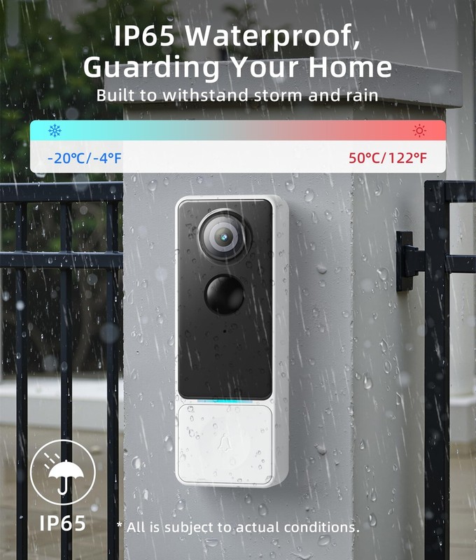 3MP Camera Doorbell Wireless Video- No Subscription Required gallery
