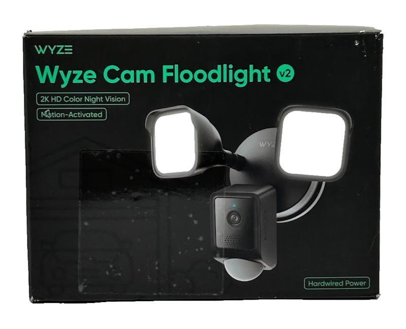 Wyze Wired Outdoor Wi-Fi Floodlight v2 Security Camera Motion Activated, Black
