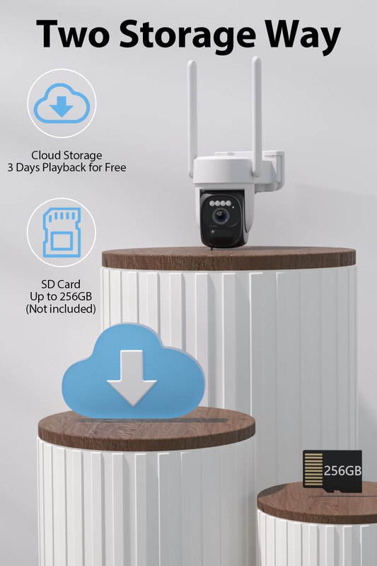 2Pcs 2K Solar Security Camera Wireless Outdoor, 360° Pan Tilt Wifi Camera for Ho gallery