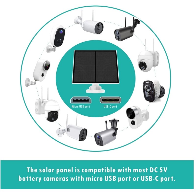 Solar Panel Charger for Outdoor Security Cam