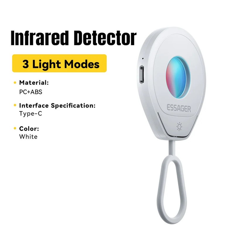 Hidden Camera Detector Portable Infrared Lens Finder Anti-Peeping Gadget Black gallery