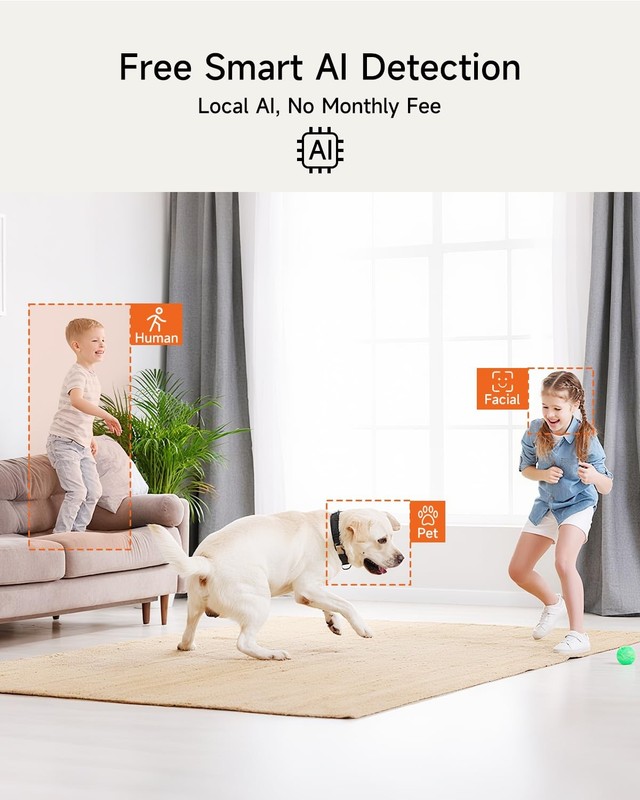 Smart 3K Indoor Dome Security Camera with AI Human/Pet/Facial Detection, 360°... gallery