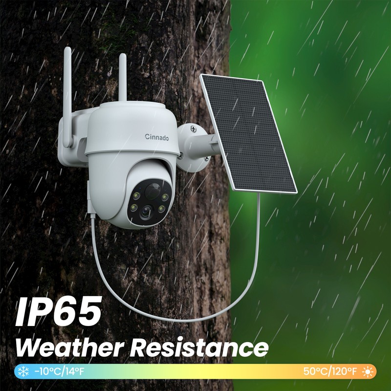 Cinnado 2K 4MP Solar Powered Security Camera Wireless Outdoor AI Detection IP65 gallery