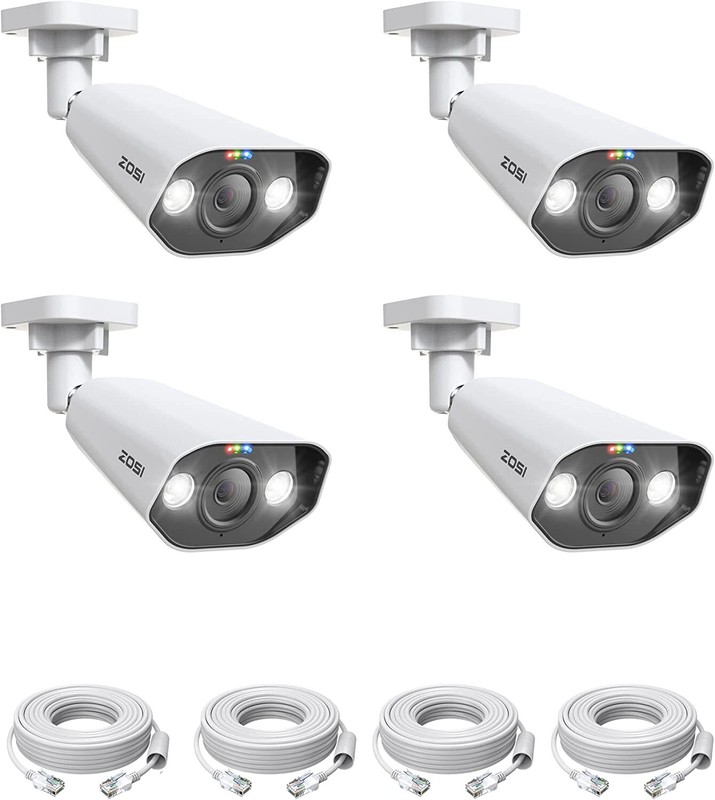 ZOSI 4PK AI 5MP/4K PoE Security CCTV IP Camera 2 Way Audio Human Vehicle Detect gallery