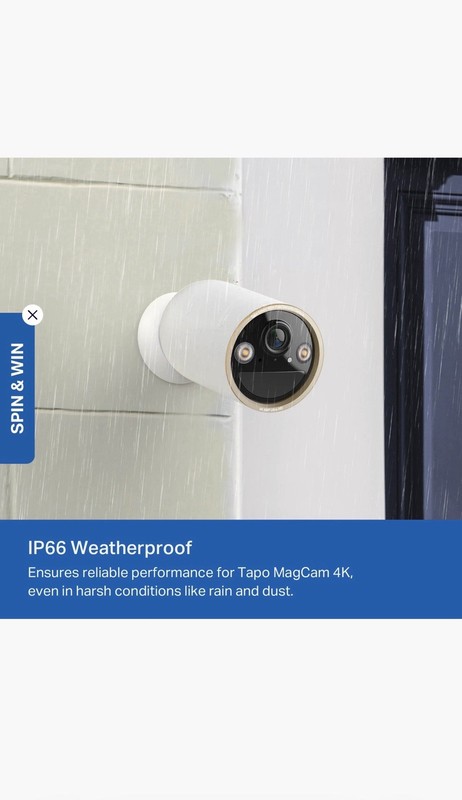 TP-Link Tapo MagCam 4K Wire-Free IP66 Battery Cam w/ Magnet, Alexa/Google gallery