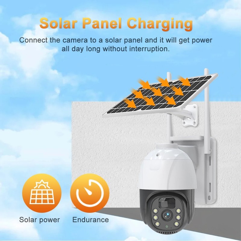 Solar 3MP Wireless PIR Security Camera 2-way Audio Wifi Surveillance Waterproof gallery