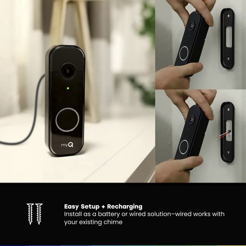 myQ Video Doorbell 2K Camera, Battery/ Wired, Color Night Vision, Live View gallery