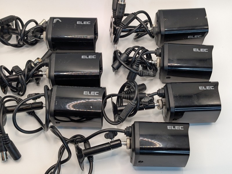 Lot of 7 ELEC EL-CP02 Night Vision Security Cameras IP66 3.6mm – Tested.