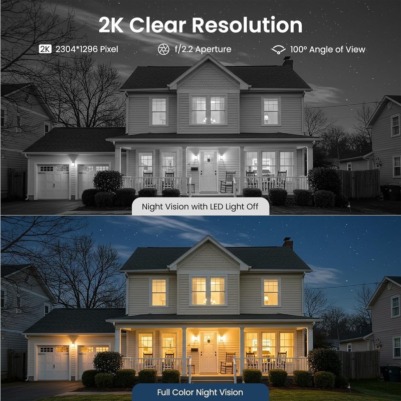 2Pack AOQEE 2K Wireless Solar Security Camera Outdoor WiFi Color Night Vision gallery