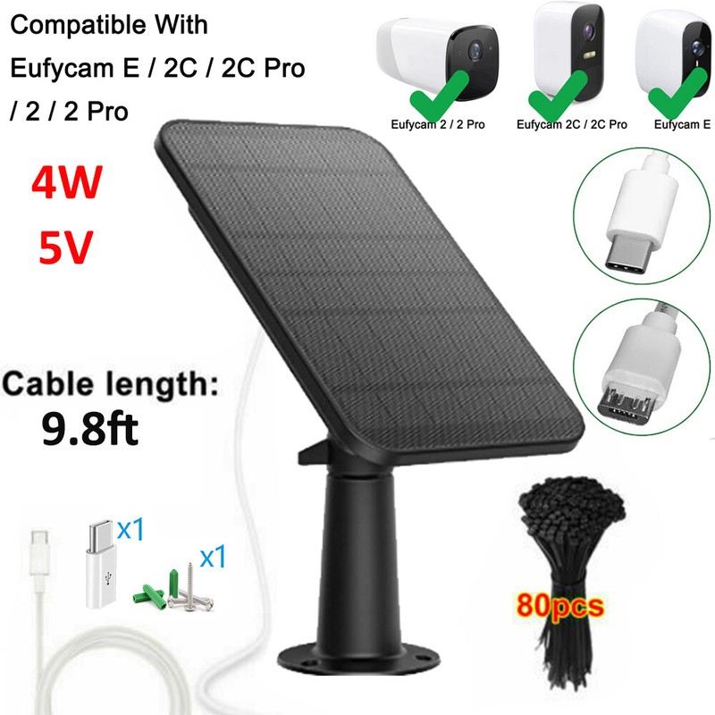 Solar Panel for EufyCam Eufy Cam 2/2C/2C Pro/E/2 Pro/SoloCam E20 E40 wall Mount