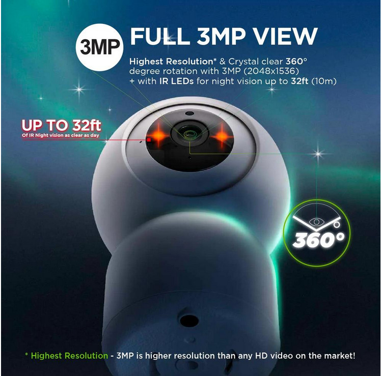 Security Camera Wireless Outdoor Indoor Human Filtering, 1080P 3MP Resolution IB gallery