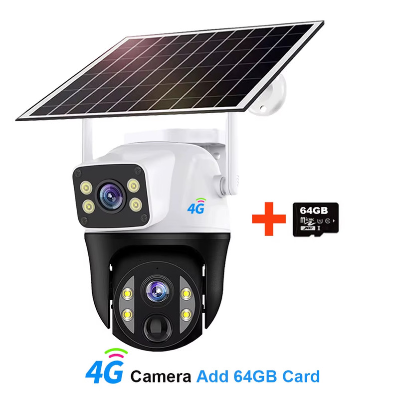 Solar Camera With 4G Sim Card 12MP Dual Lens Outdoor Waterproof CCTV Video Camar gallery