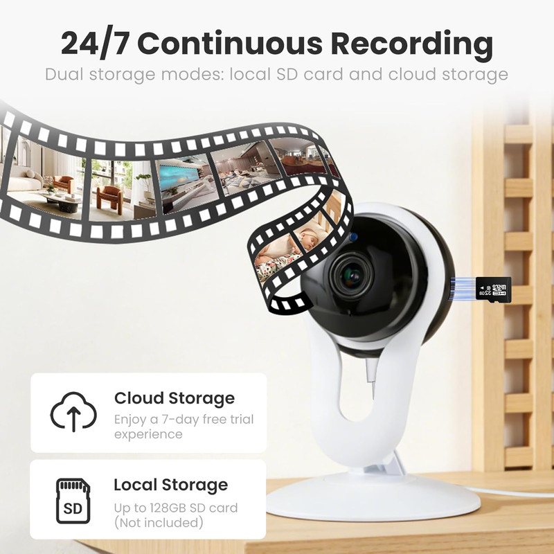 Smart Indoor Pet Camera with Phone App, 2K Home Camera for Dogs, Cats & Family, gallery