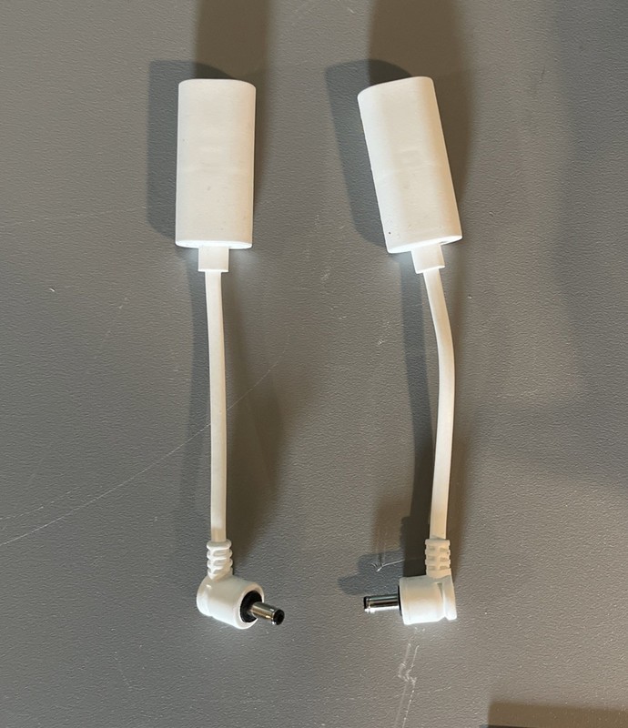 Ring USB-C to Barrel Plug Adapter for Solar Panels and white