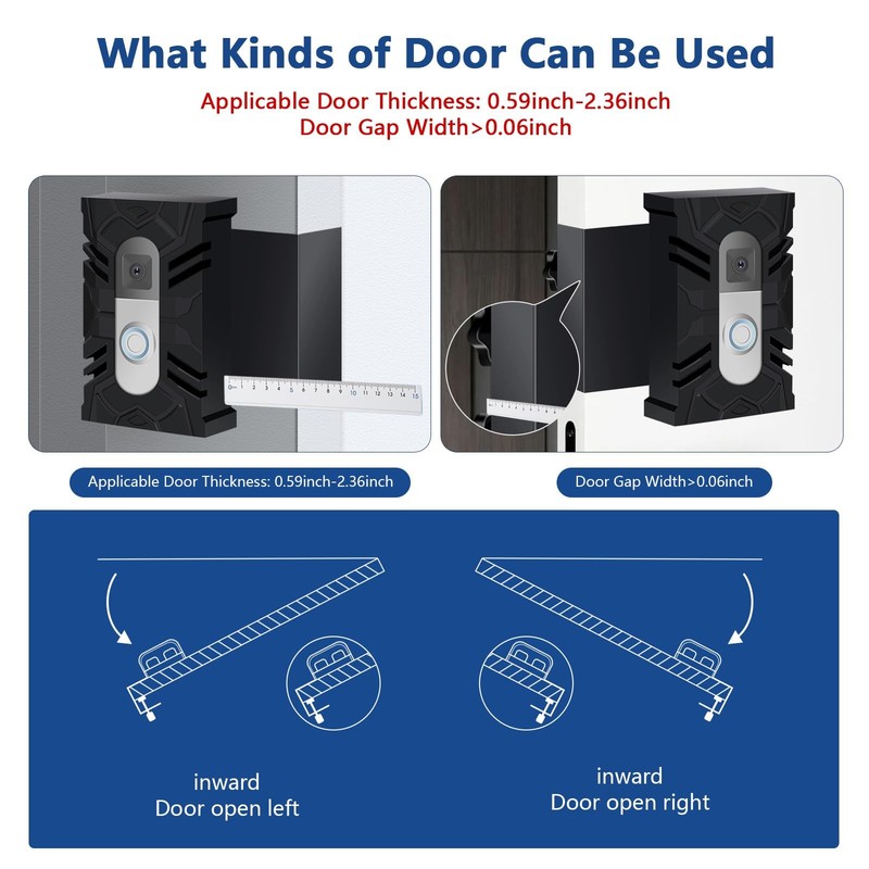 Adjustable Anti-Theft Video Doorbell Angle Mount, with Video Doorbell 1/2/3/4... gallery