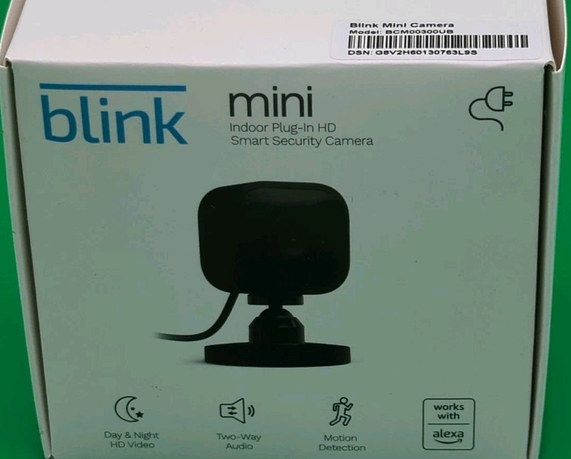 Blink Mini Indoor Plug-In HD Smart Security Camera WiFi Alexa Night Vision Black gallery