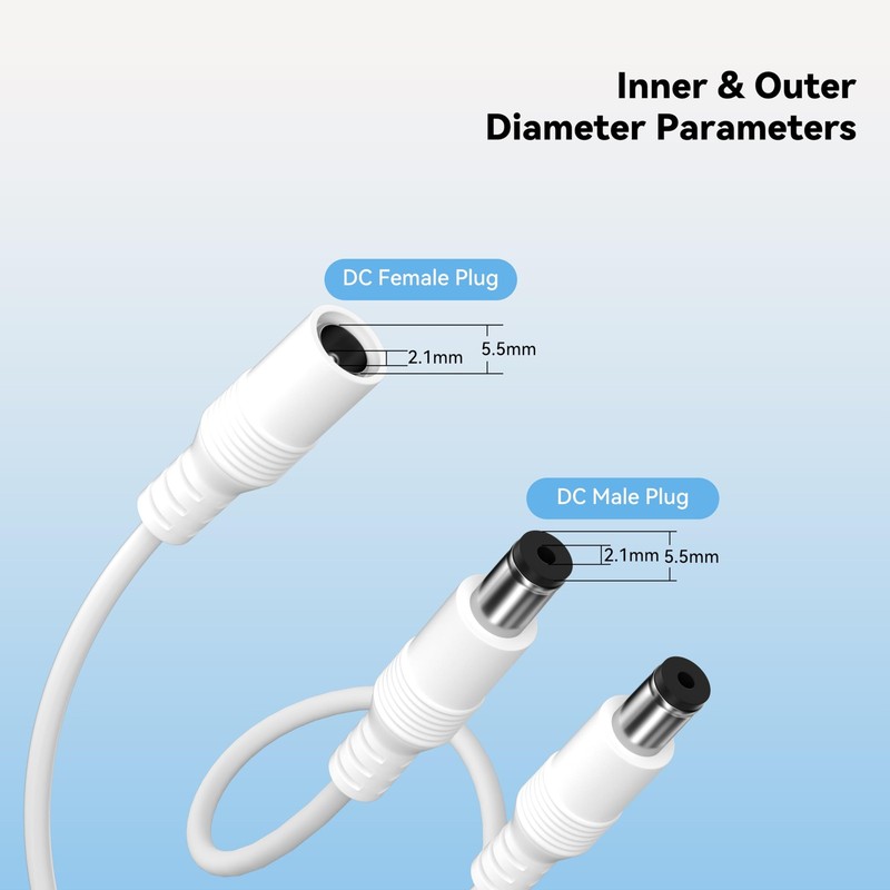 PAUTIX 2-Pack DC 1 Female to 2 Male 1 2 Splitter(5.5mm X 2.1mm), White gallery