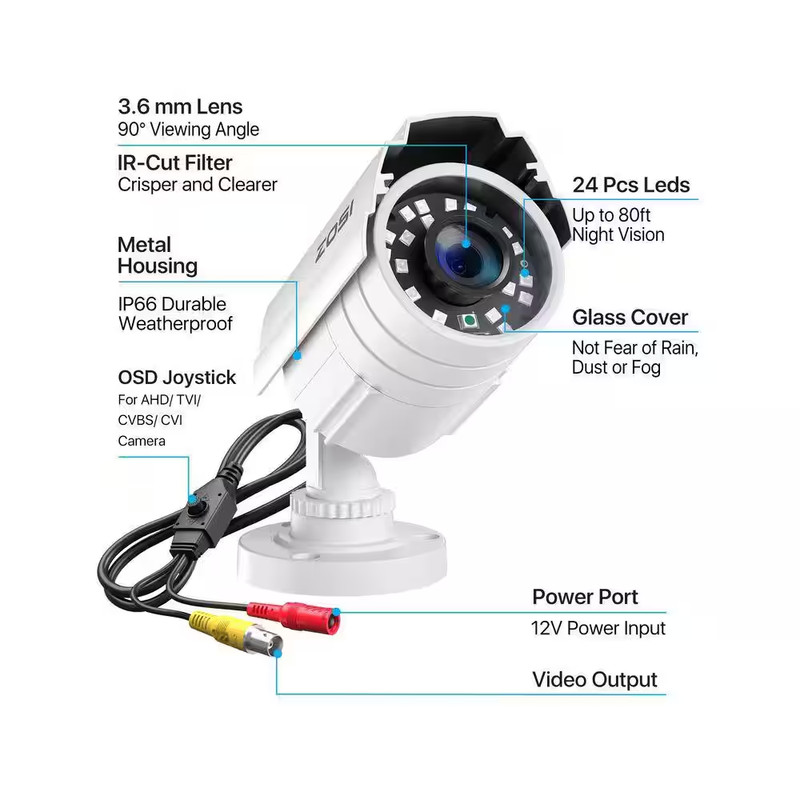 2MP Full HD Hardwired Outdoor Bullet Security Camera 4-In-1 Compatible with HD-C gallery