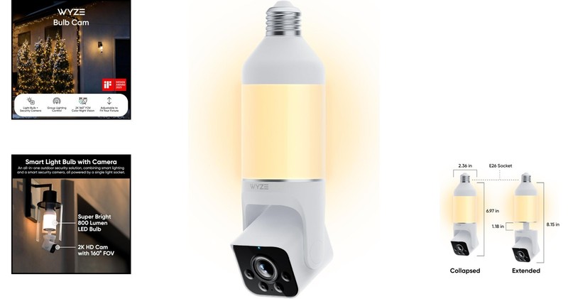 160° Wide View 2K HD Smart Bulb Camera - Effortless Installation & Smart Alerts gallery