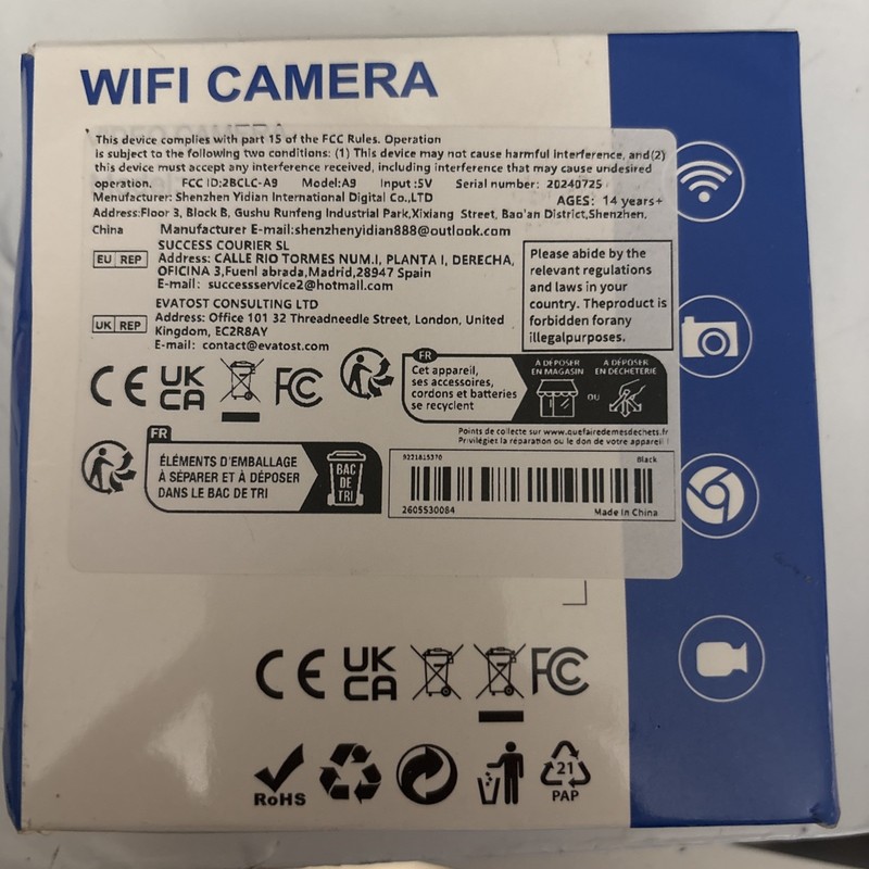 WiFi Video Camera -Model A9, SN 20324725 NIB gallery