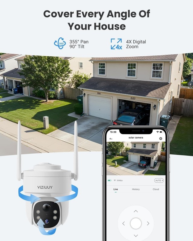 AI-Powered 360° WiFi Security Camera - Solar & Battery Operated Outdoor Safety gallery