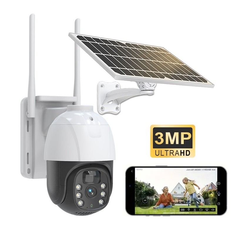 2x Sansco 3MP Wi-Fi Solar PTZ Security Camera 2-way Audio Wireless Surveillance gallery