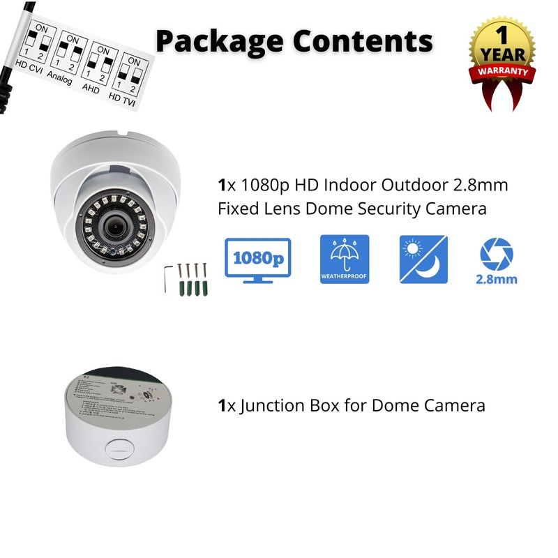HD 1080P Outdoor Indoor Wide Angle CCTV Security Dome Camera with Mounting Base gallery