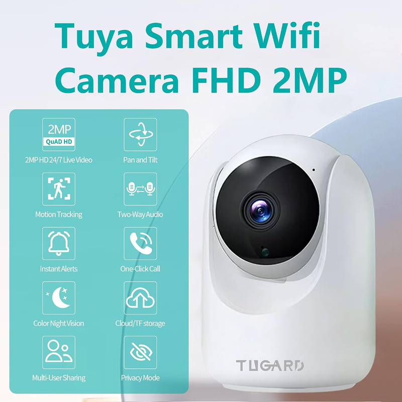 Indoor Security Camera,2.4G Wifi Cameras for Home Security,Pan Tilt 355°View 100 gallery