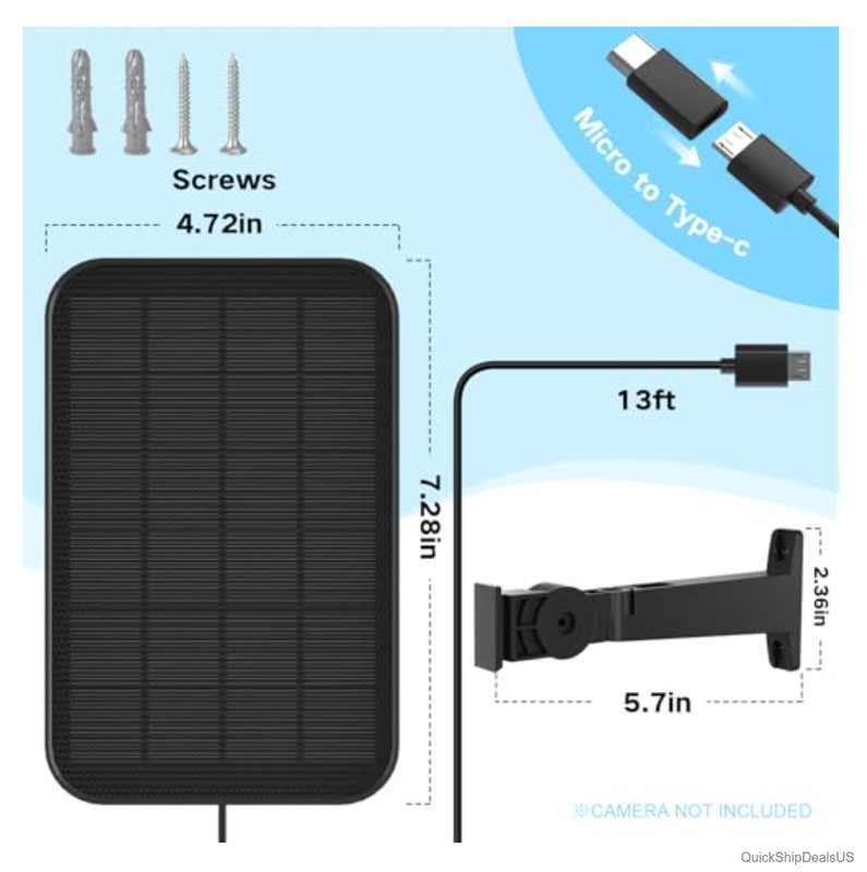 3.2W Solar Panel for Security Camera Compatible with Arlo Pro/Pro 2, Waterpro... gallery