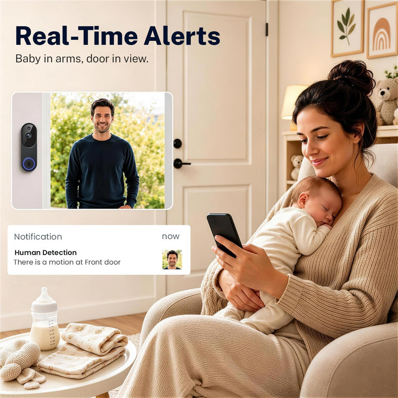 Video Doorbell Camera, Wireless Security Camera, 1080P, Battery Powered, AI Moti gallery