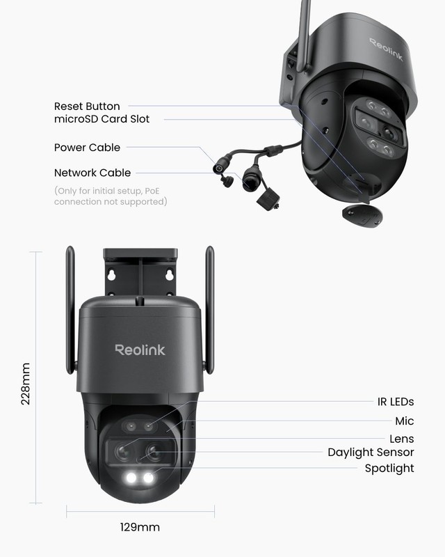 4K Wired WiFi Outdoor Camera, 8MP Dual Lens Security Camera, 360 PTZ Camera A... gallery