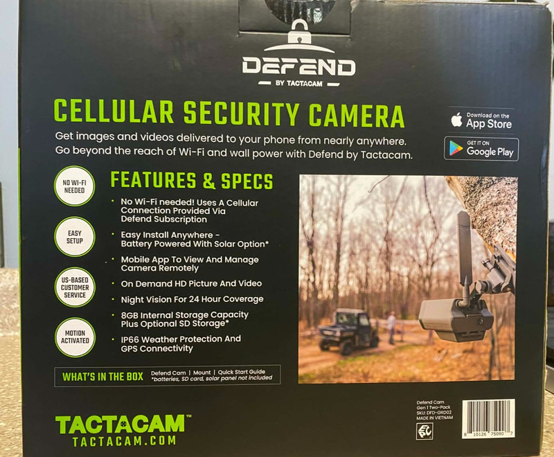 Tactacam DEFEND (Gen 1) Cellular Security Camera 2-Pack DFD-GRD02 Blk / Extra Ba gallery
