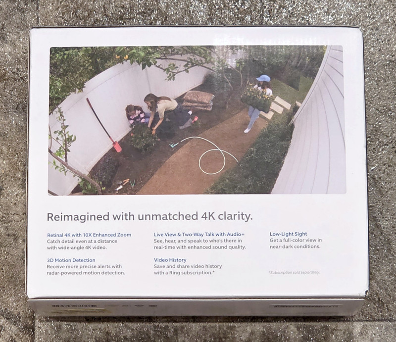 Ring Outdoor Cam Pro Retinal 4K Plug-in Camera 10x Zoom, White ,New+Sealed gallery