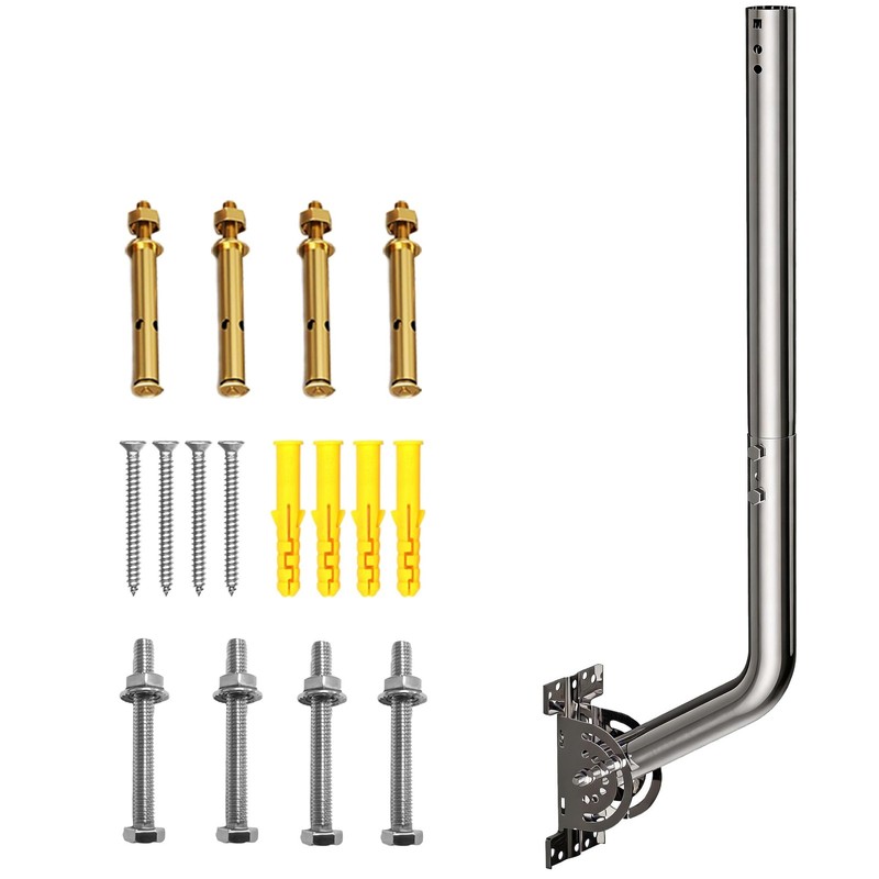 28" Heavy Duty Adjustable Antenna Wall Mount – 430 Stainless Steel J-Pole Sol...