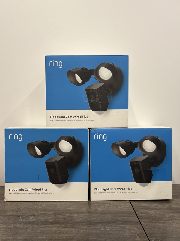 NEW-Ring Floodlight Cam Plus Outdoor Wired 1080p Surveillance Camera- Black