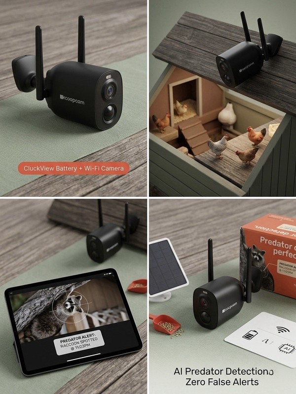 coopcam CluckView Battery + Wi‑Fi Outdoor Wireless IP Camera, Black, 1 Pack