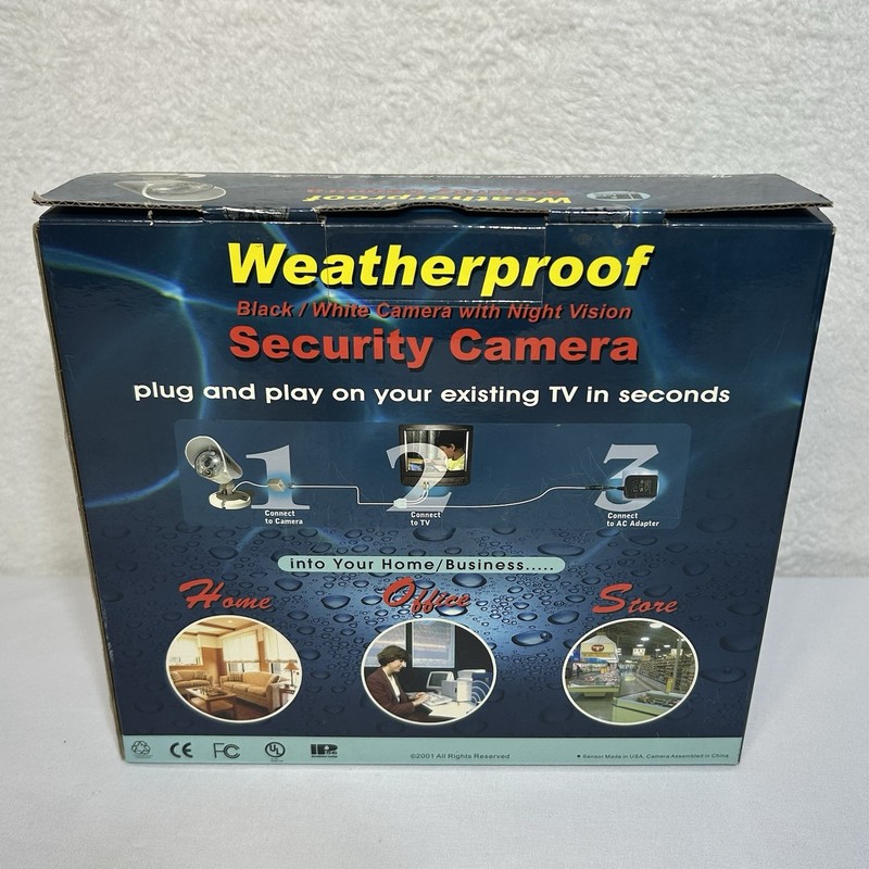 IP 56 Weatherproof Security Camera To TV Color W/ Night Vision & Mic New In box gallery