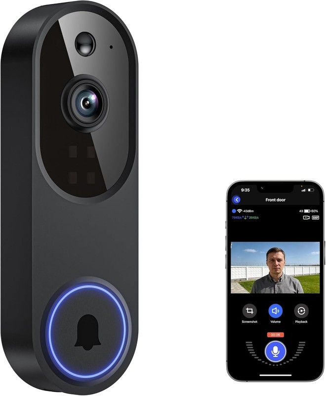 Camera Timbre De Puerta HD Wifi Inalambrico Con Camara Audio Y Video Para Casa