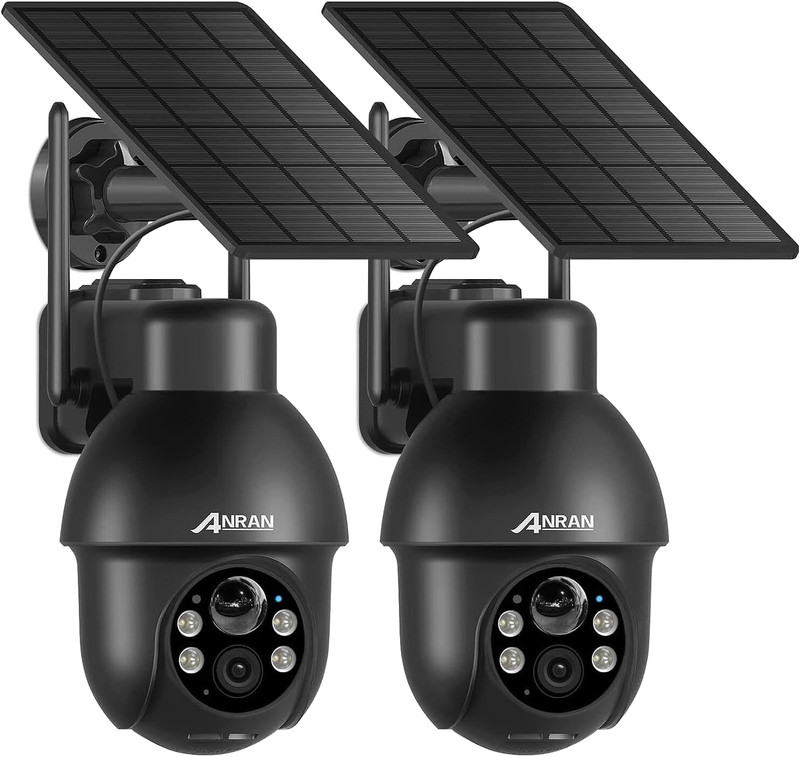 2K Solar Security Camera Outdoor Wireless 3MP 360° PTZ Human Detection 2-Pack