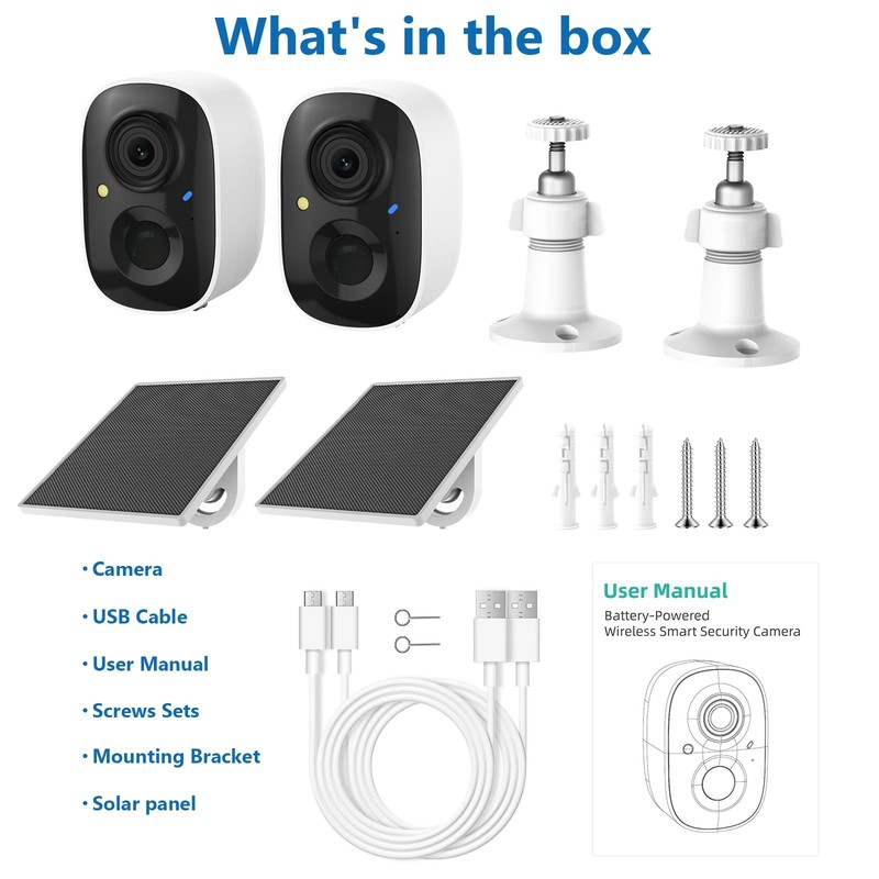 2K Security Camera Wireless Outdoor,Solar Powered WiFi Cameras for Home Secur... gallery