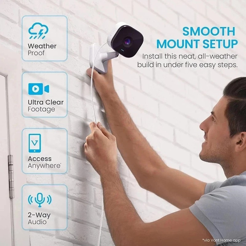 Vont Smart Security Camera Compact Wired Outdoor & Indoor Camera 1080p HD Video gallery