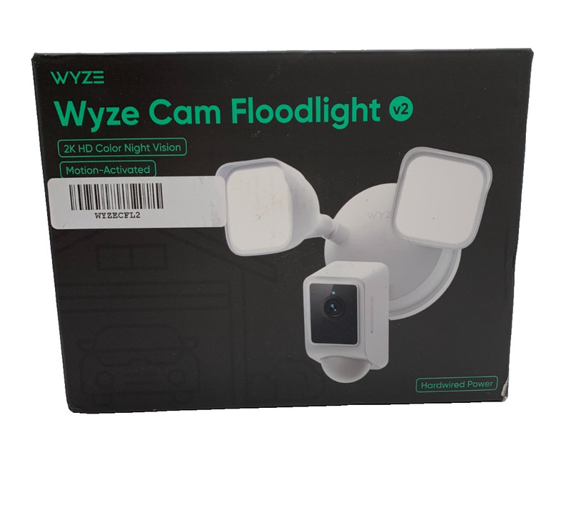 Wyze Cam Floodlight V2, Motion-activated, Hardwired, White, WYZECFL2
