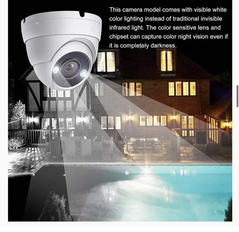 5MP Dome TVI CCTV Security Camera Outdoor led Full Color Night 2.8mm Wide View gallery