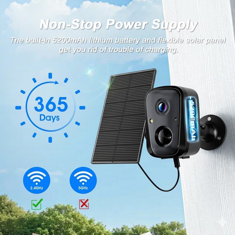 4MP Solar Wireless WIFI Home Security Camera System 2-Way Audio + 64G TF Card gallery