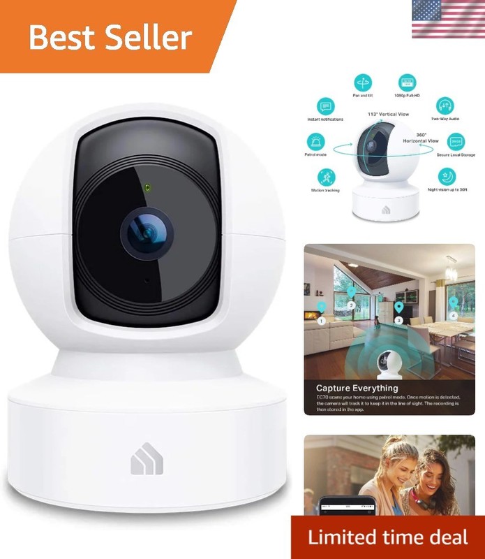 Kasa 1080p Indoor Pan/Tilt Wired Security Camera – Works as a Baby & Pet Moni…