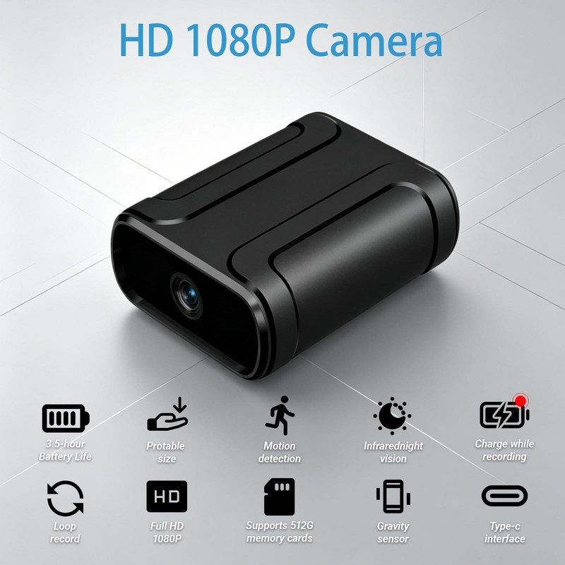 Mini Camera,1080P HD Portable Home Security Camera,Equipped with Motion Detec... gallery