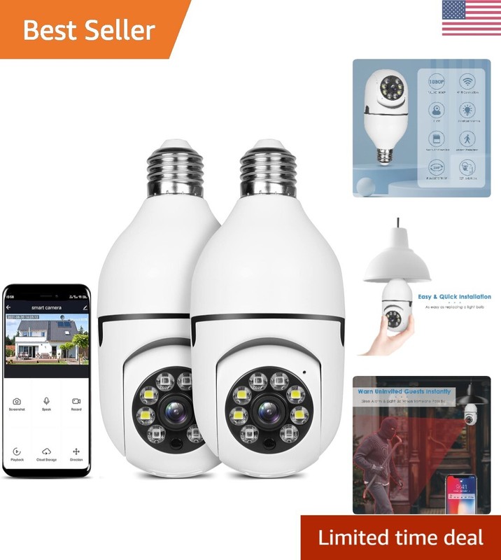 Premium Security Camera 1080P Outdoor E27 360° Motion Detection, Two-Way Audio