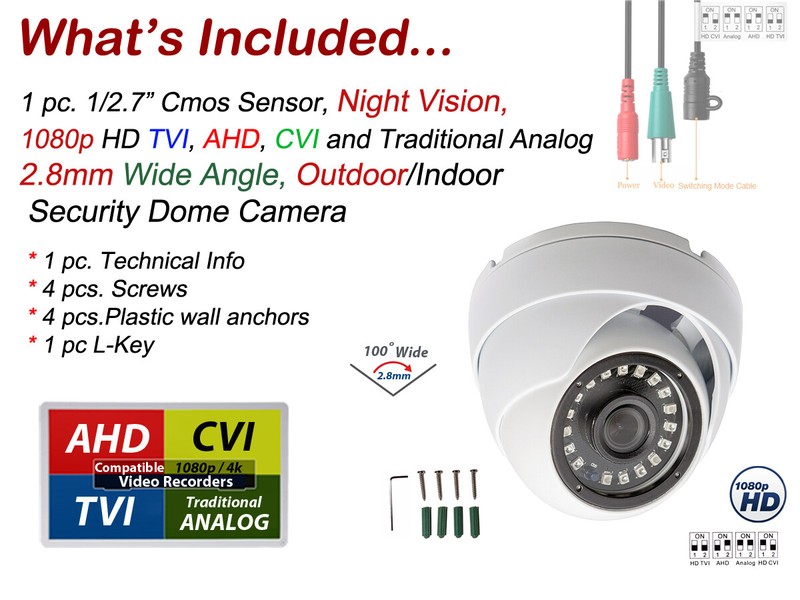 1080p HD Indoor Outdoor Night Vision Wide Angle Security Eyeball Dome Camera gallery